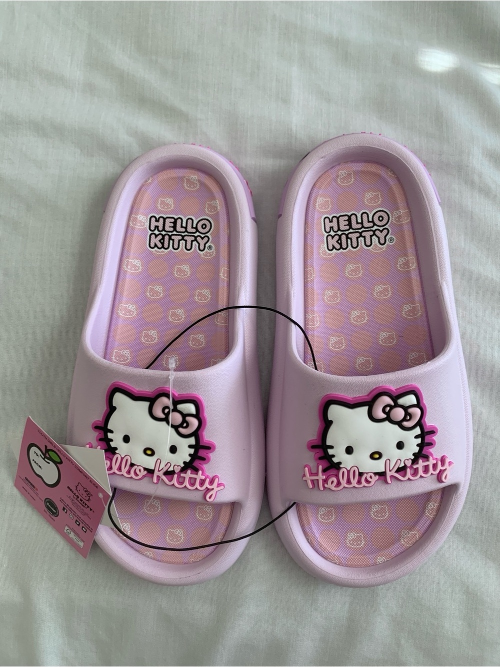 Sanrio Hello Kitty Youth Girls Pink Purple Slip On Sports Slides NWT 3